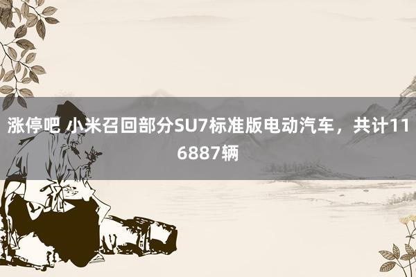 涨停吧 小米召回部分SU7标准版电动汽车，共计116887辆