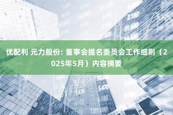 优配利 元力股份: 董事会提名委员会工作细则（2025年5月）内容摘要